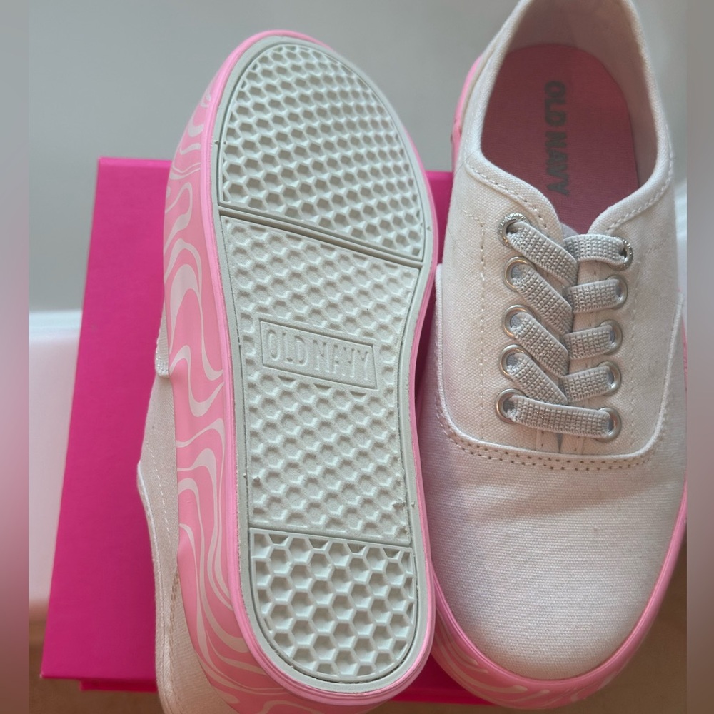 Old Navy Toddler White and Pink Sneakers - Picture 3 of 5